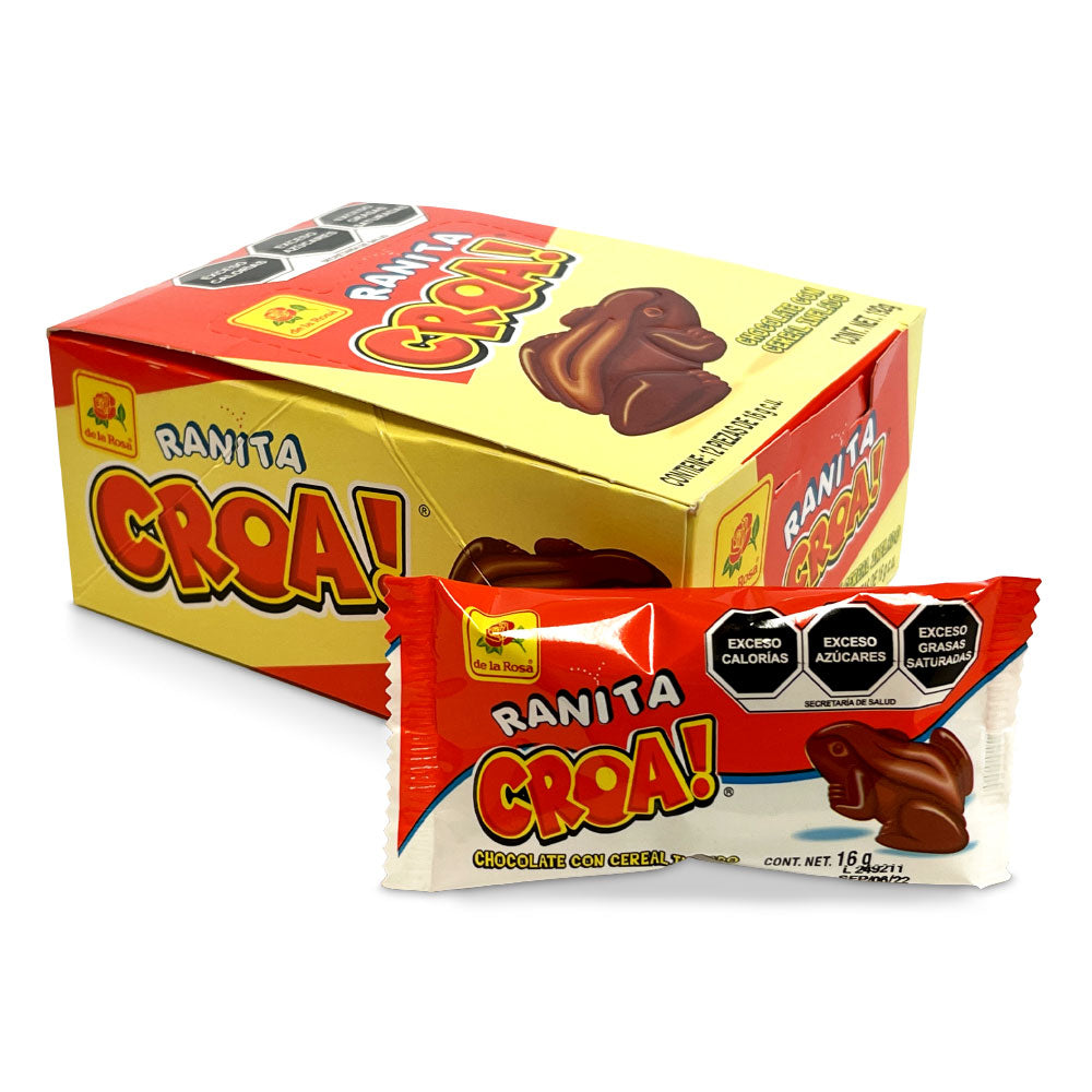 Ranita Croa Mexican chocolate candy frog bar with puffed rice and caramel