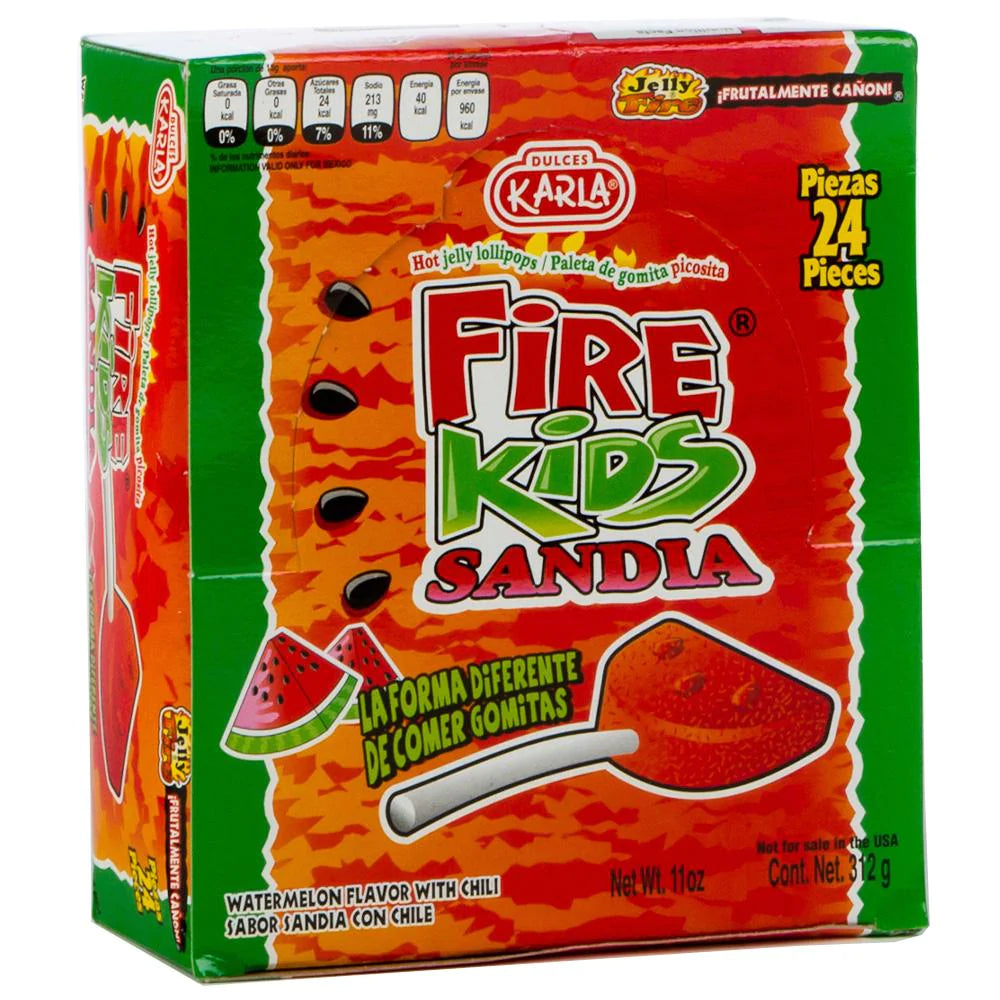 Karla Fire Kids Sandia 24ct Watermelon Mexican Candy
