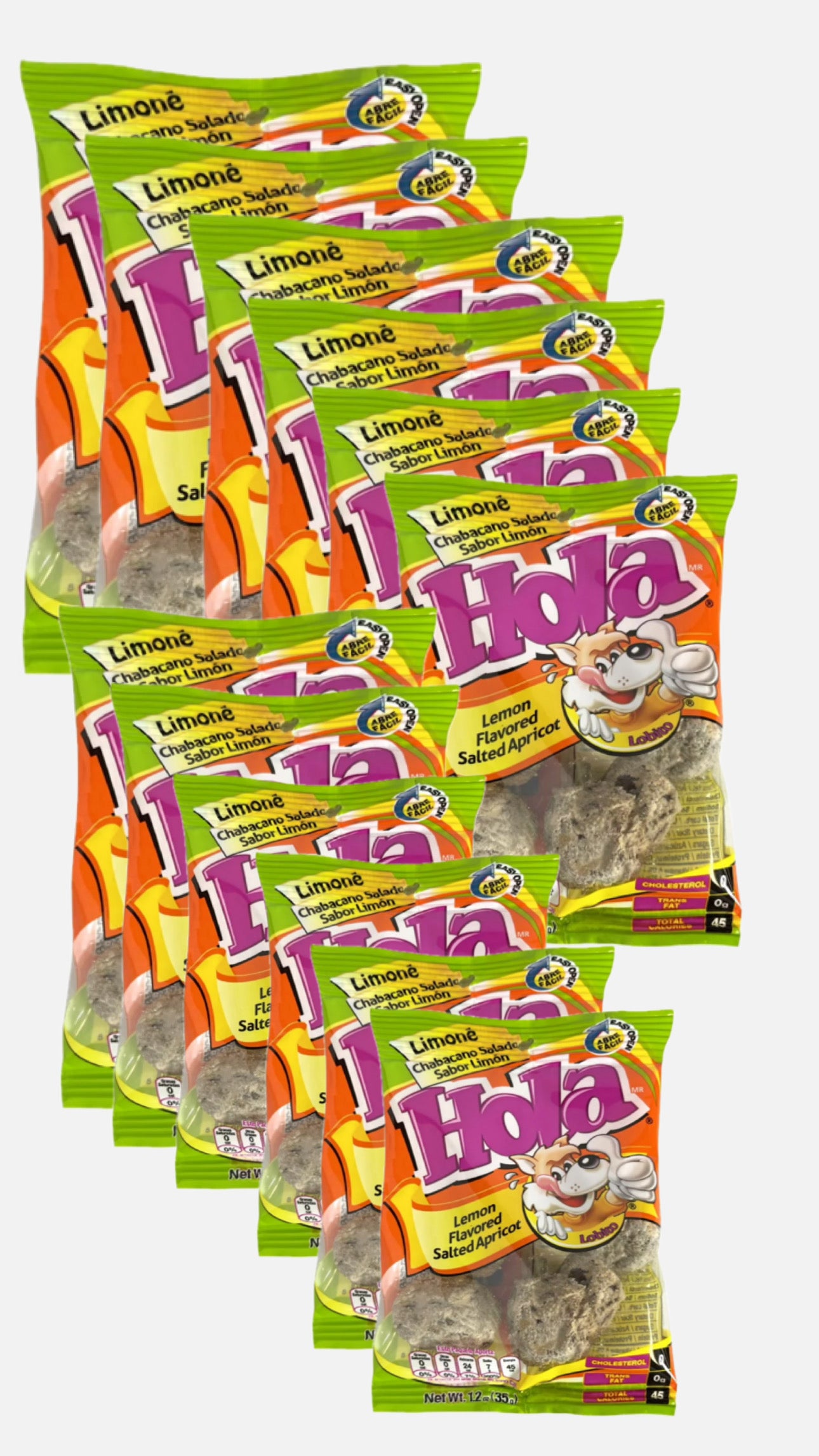 Hola Saladitos Limón 12ct – tangy lemon Mexican candy pack