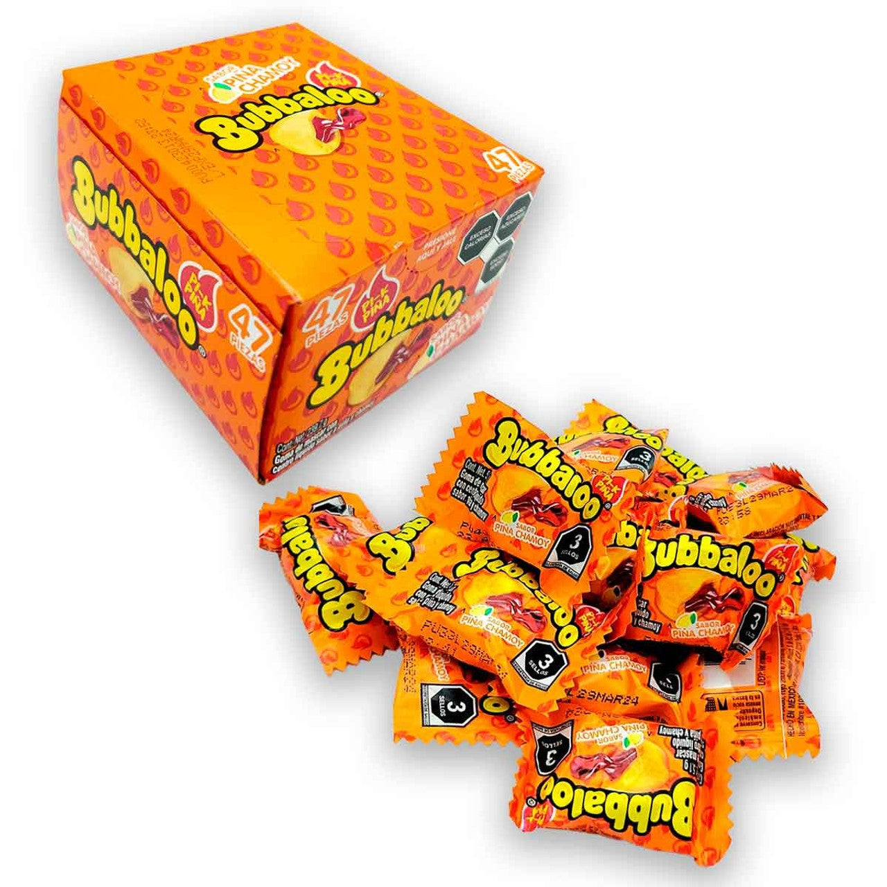 Bubbaloo Chicle Piña Chamoy &
47ct – Mexican bubble gum
