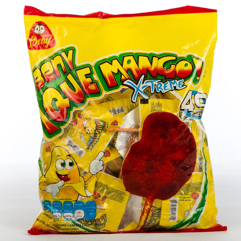 Beny Mango X-treme 40ct – spicy mango lollipops Mexican candy