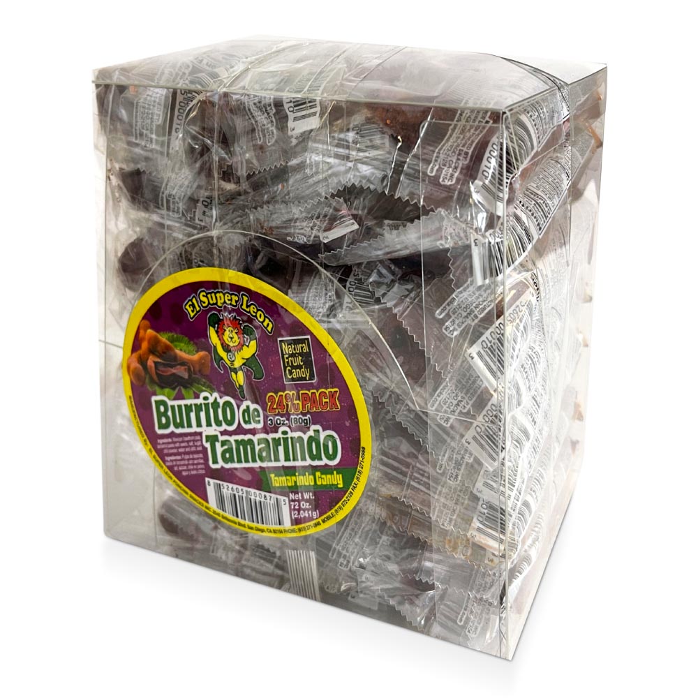 Leon Burrito Tamarindo 24ct – chewy tamarind Mexican candy pieces