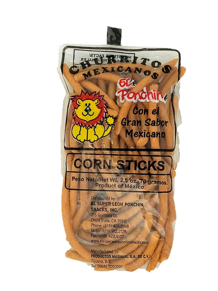 El Super León Churro Delgado Corn Sticks 24ct Mexican Snack