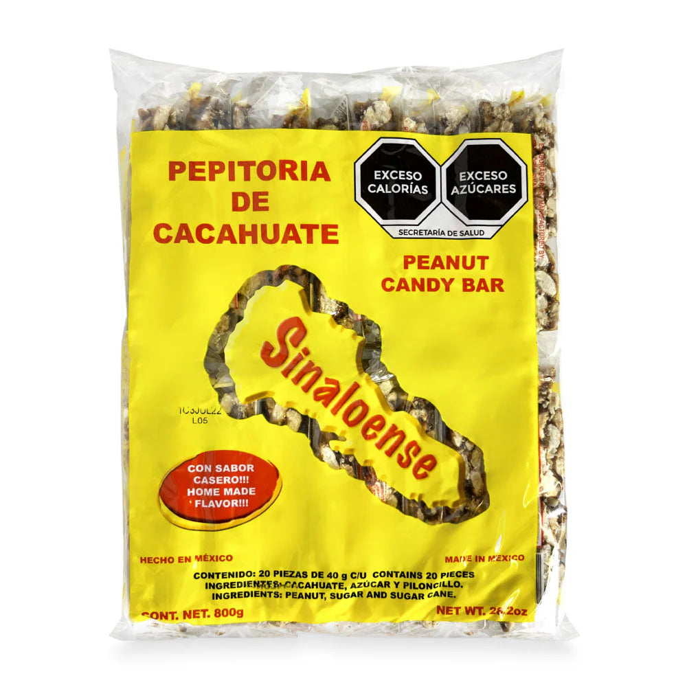 Pepitoria Cacahuate Sinaloense Peanut Candy Bar 20ct Mexican Candy POS - Dulceria Mexicana "El Toto"