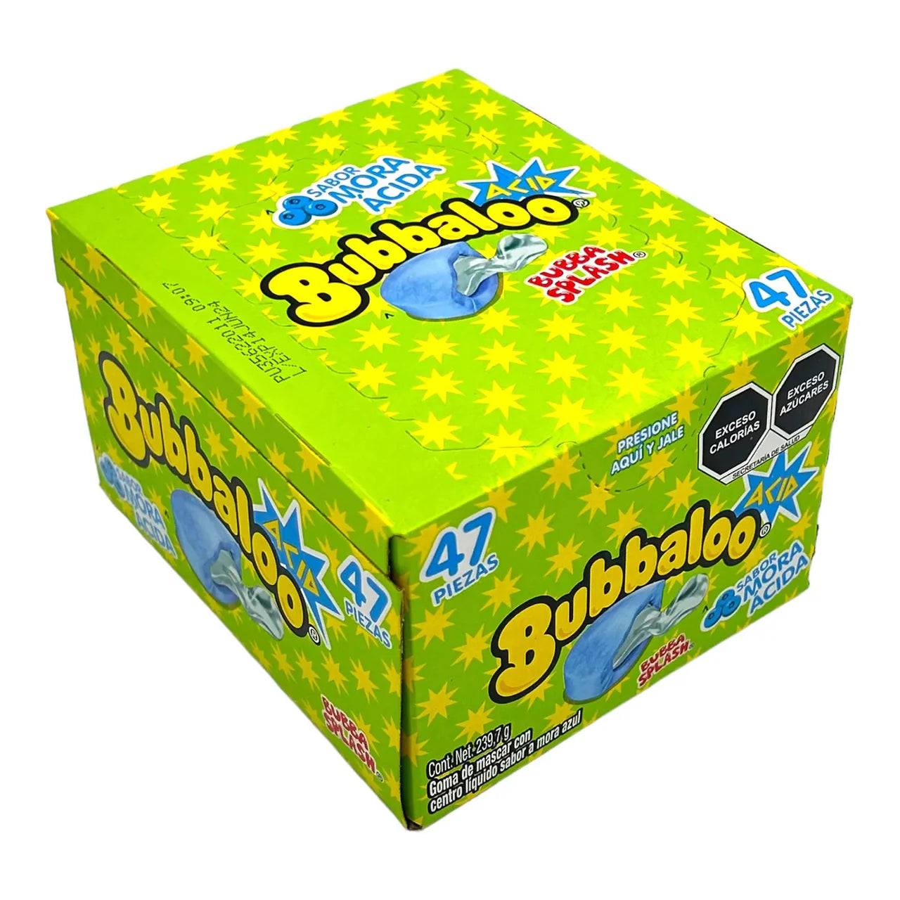 Bubbaloo Chicle Mora Ácida 47ct box of sour blackberry gum