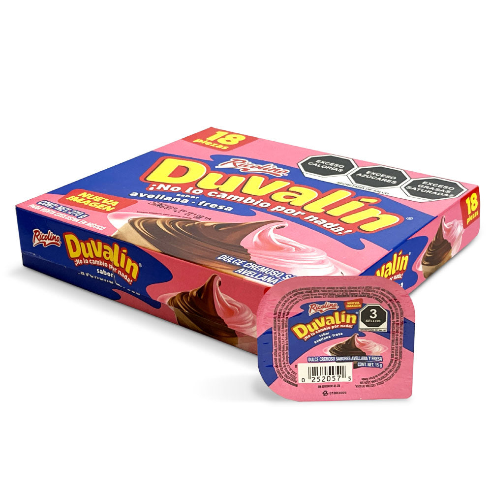 Ricolino Duvalin Fresa Avellana 18ct – strawberry and hazelnut Mexican candy