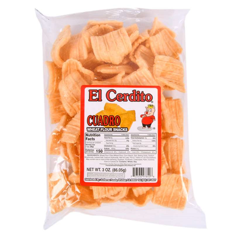 El Cerdito 3x2 Cuadro Wheat 86g Savory Square Churros Snack