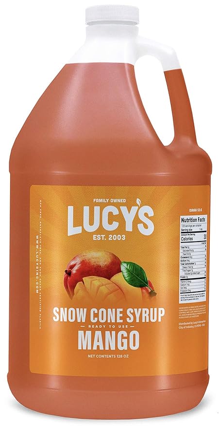 Lucy’s Mango Syrup 1 Gallon – authentic Mexican slushy mango flavor syrup