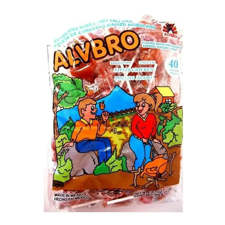 ALVBRO Paleta Pollo Asado Lollipop 40ct Mexican Candy