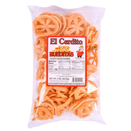 El cerdito Rueditas 3oz 86gr Mexican Wheat Snacks Churritos