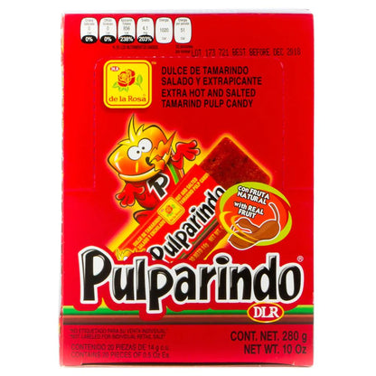 De La Rosa Pulparindo Xtra Hot: 10oz 280g 20ct Tamarind Mexican Flavor