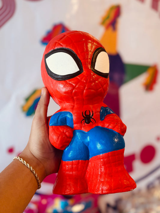 Hand-Painted Spiderman 10" Plaster Piggy Bank / Alcancia Mexican Decor