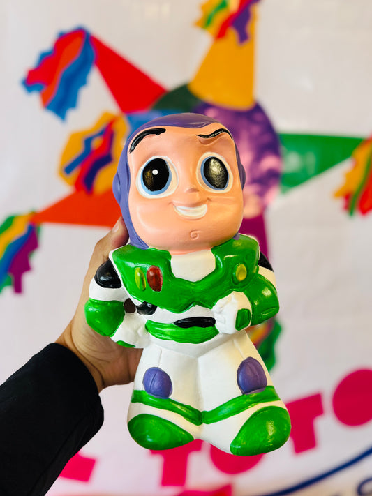 Hand-Painted Buzz Lightyear 10" Plaster Piggy Bank / Alcancia Mexican Decor