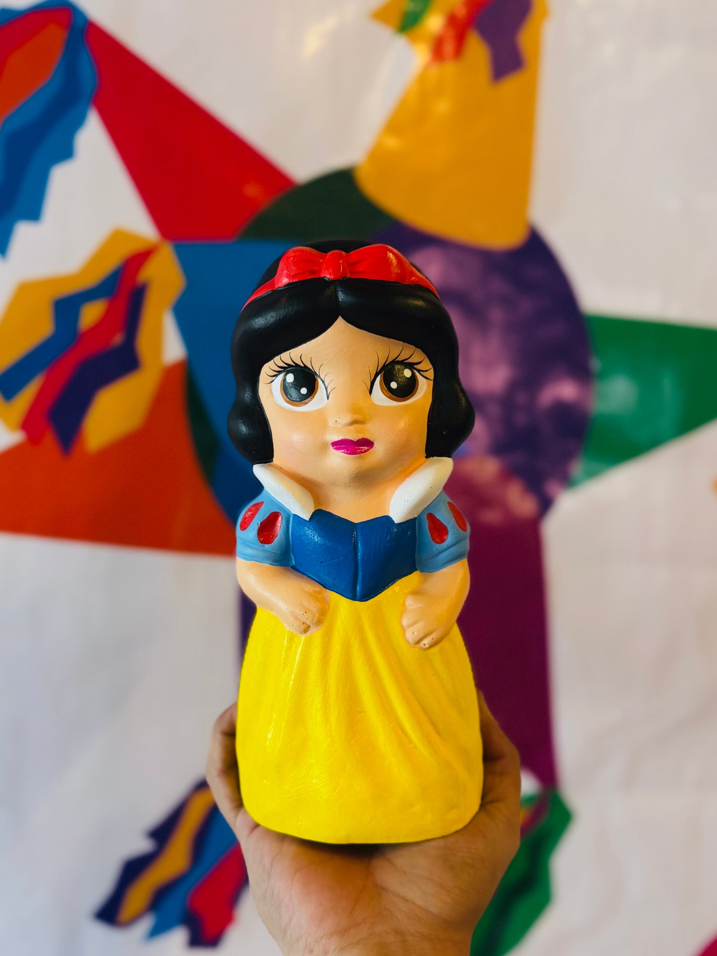 Hand-Painted Snow White 10" Plaster Piggy Bank / Alcancia Mexican Decor