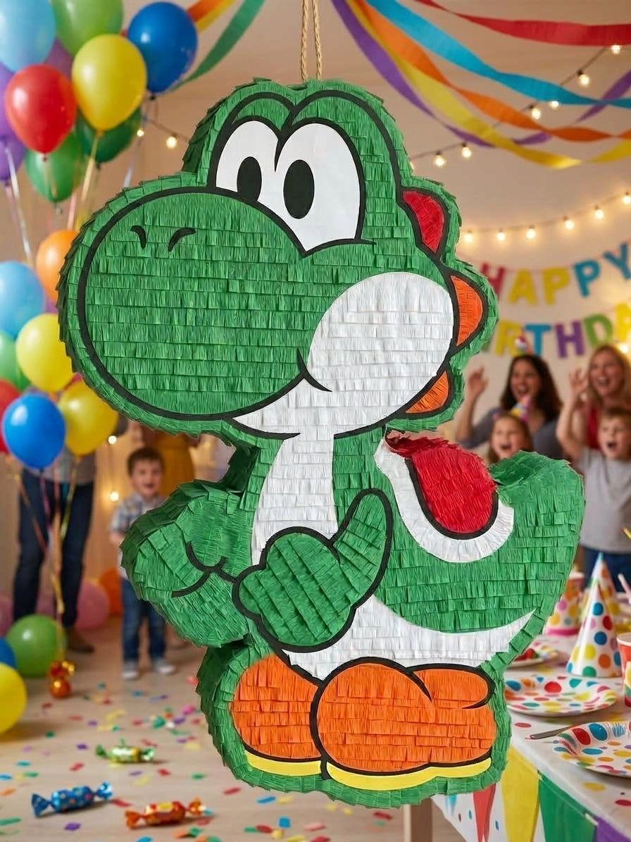 Handmade Yoshi Piñata – 30" Custom Yoshi Birthday Party Piñata