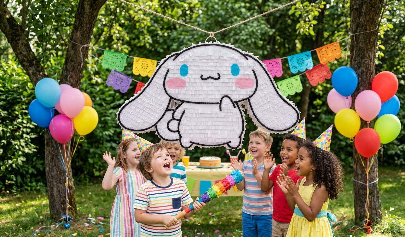 20 inch handmade Cinnamoroll inspired piñata for a cute birthday party with free shipping in the USA