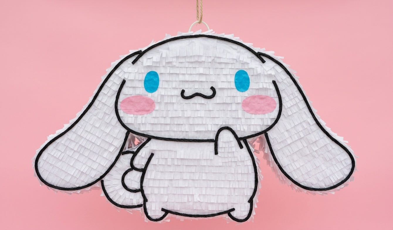 20 inch handmade Cinnamoroll inspired piñata for a cute birthday party with free shipping in the USA