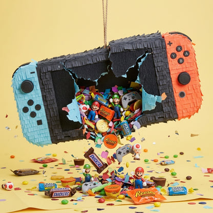 20 inch handmade Nintendo Switch inspired piñata for gaming birthday party with free shipping in the USA