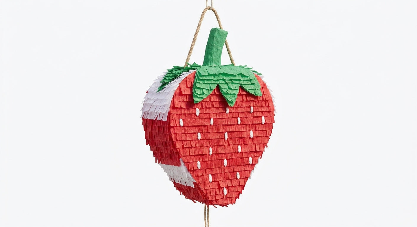 20 inch handmade strawberry piñata for birthday and strawberry themed party with free shipping in the USA