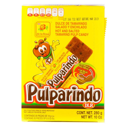 De La Rosa Pulparindo Original: 10oz 280g 20ct Tamarind Mexican Candy