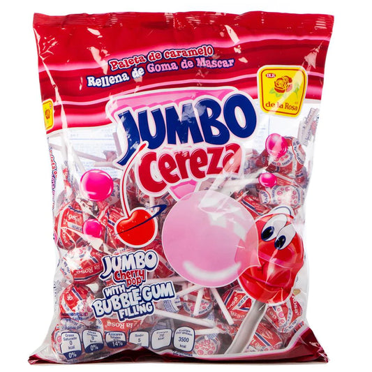 De La Rosa Paleta Jumbo Cereza: 950g 33.5oz 50ct Cherry Lollipop