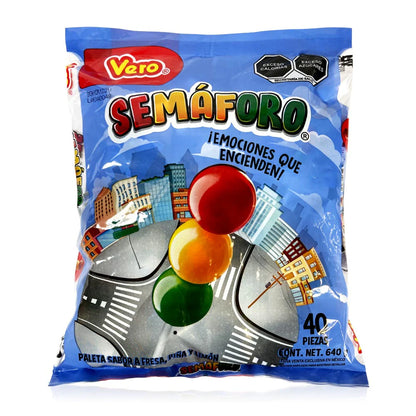 Vero Paleta Semaforo 40Ct Lollipop Mexican Candy