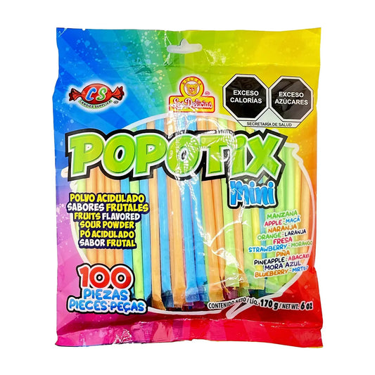 Las Delicias Popotix Mini 100ct – tangy powder candy straws Mexican candy

