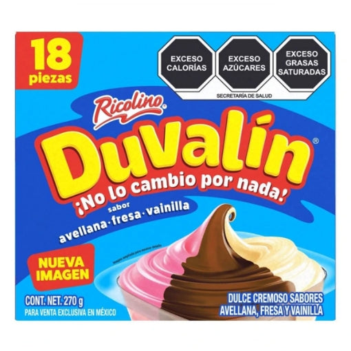 Ricolino Duvalin Trisabor Avellana/Fresa/Vainilla 18ct Mexican Candy