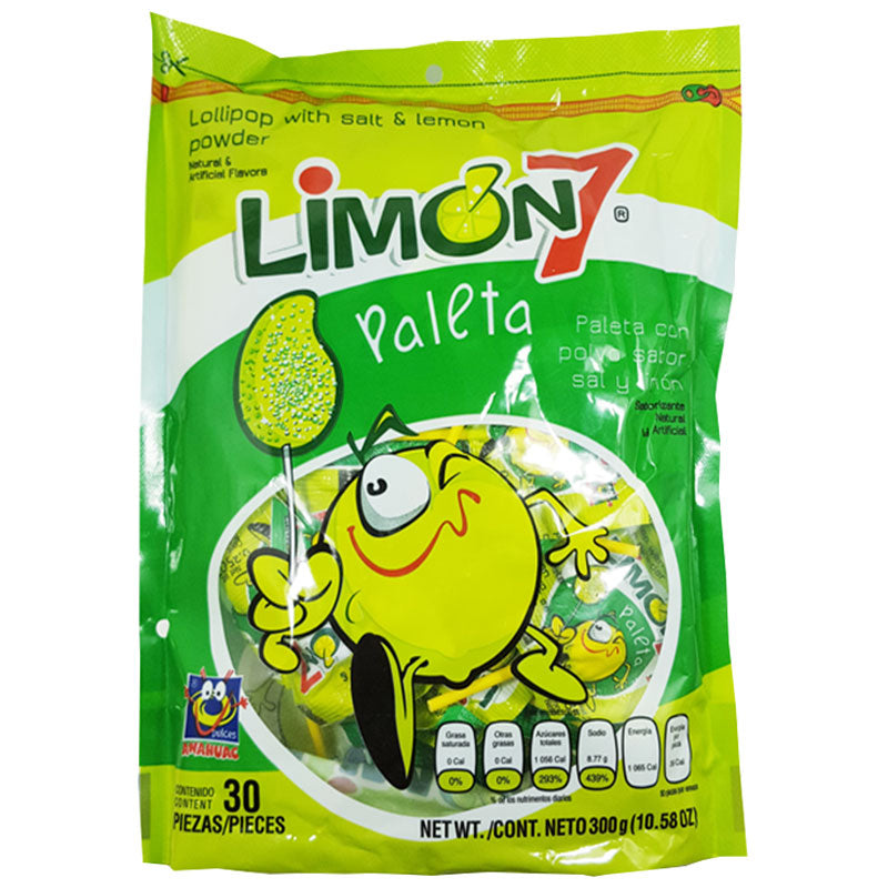 Anahuac Paleta Limon 7 Lollipop Lemon 30ct Mexican Candy