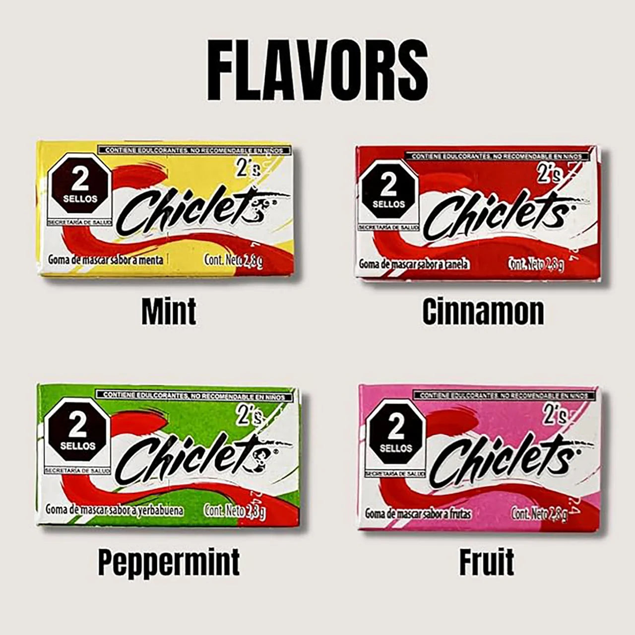 Mini candy-coated Chiclets gum in assorted flavors