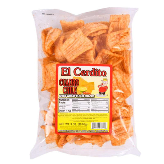 El Cerdito 3x2 Cuadrito Hot Spicy Mexican Snack 86 grams
