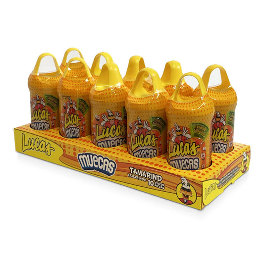 lucas muecas tamarind lollipops with chili powder 10ct authentic Mexican candy

