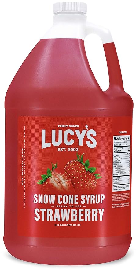 Lucys Syrup Fresa/Strawberry 1 Gallon Slushy Mexican Candy