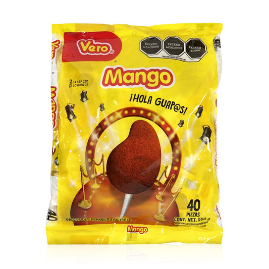 Vero Paleta Mango 40ct Mango/Chili Lollipop Mexican Candy